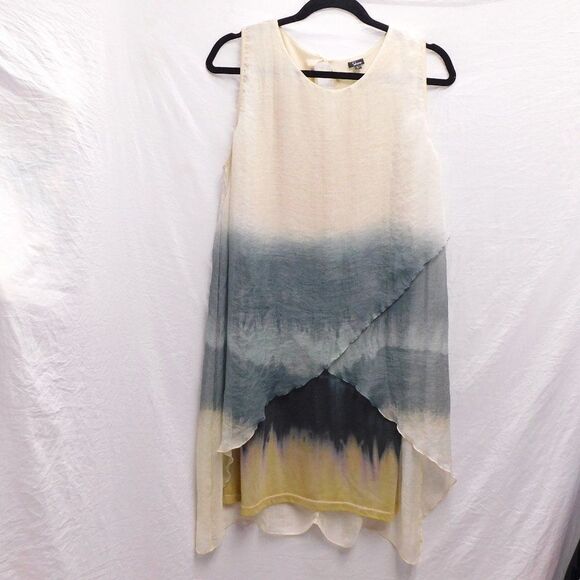 Shana L Blue & Ivory Ombre Layered Silk Tunic NEW - Picture 1 of 4